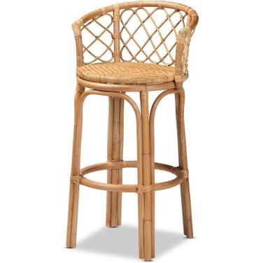 Baxton Studio Orchard Modern Bohemian Natural Brown Rattan Bar Stool