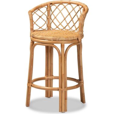Baxton Studio Orchard Modern Bohemian Natural Brown Rattan Counter Stool