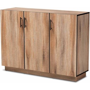 Baxton Studio Patton Modern And Contemporary Natural Oak Finished Wood 3 Door Dining Room Sideboard Buffet
