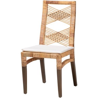 Baxton Studio Poltak Modern Bohemian Natural Brown Rattan Dining Chair