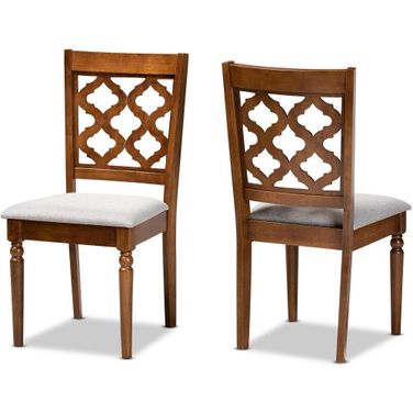 Baxton Studio Ramiro Modern And Contemporary Grey Fabric Upholstered And Walnut Brown Finished Wood 2 Piece Dining Chair Set