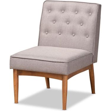 Baxton Studio Riordan Mid-Century Modern Grey Fabric Upholstered And Walnut Brown Finished Wood Dining Chair