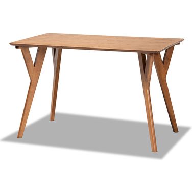 Baxton Studio Sahar Mid-Century Modern Transitional Walnut Brown Finished Wood Dining Table