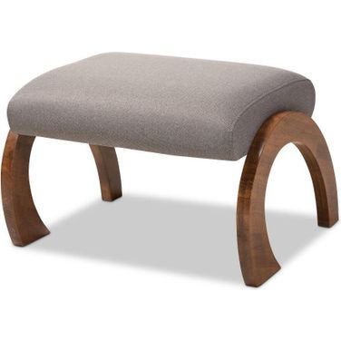 Baxton Studio Sandrine Modern And Contemporary Grey Fabric Upholstered Walnut Brown Finished Wood Ottoman