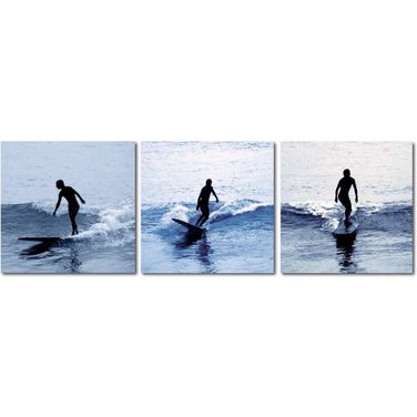 Baxton Studio Surf Silhouettes Mounted Photography Print Triptych