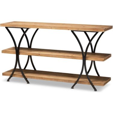 Terrell Modern Rustic And Industrial Natural Brown Wood And Black Finished Metal Console Table