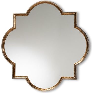 Baxton Studio Tiana Vintage Antique Bronze And Gold Finished Metal Quatrefoil Accent Wall Mirror