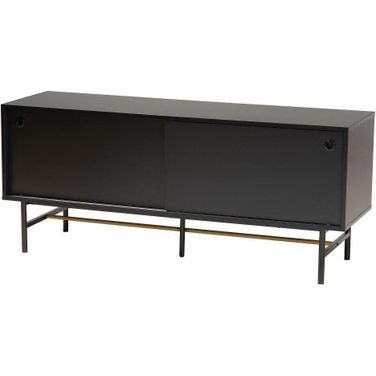 Baxton Studio Truett Modern Dark Brown Finished Wood and Two Tone Black and Gold Metal TV Stand