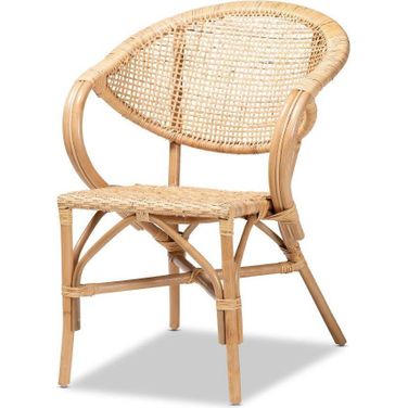 Baxton Studio Varick Modern Bohemian Natural Brown Finished Rattan Dining Chair