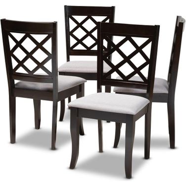 Baxton Studio Verner Modern And Contemporary Grey Fabric Upholstered Espresso Brown Finished Wood Dining Chair Set Of 4