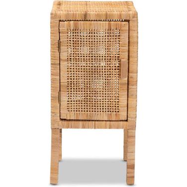 Baxton Studio Vivan Modern Bohemian Natural Brown Rattan 1-Door Nightstand