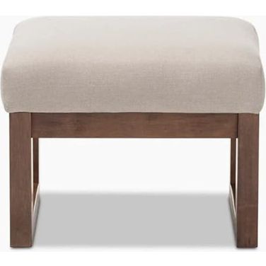 Baxton Studio Yashiya Mid-Century Retro Modern Light Beige Fabric Upholstered Ottoman Stool