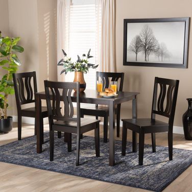 Baxton Studio Zamira Modern And Contemporary Transitional Dark Brown Finished Wood 5 Piece Dining Set