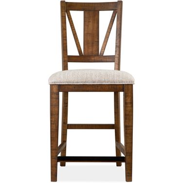 Bay Creek Counter Chair with Upholstered Seat Set of 2 In Toasted Nutmeg
