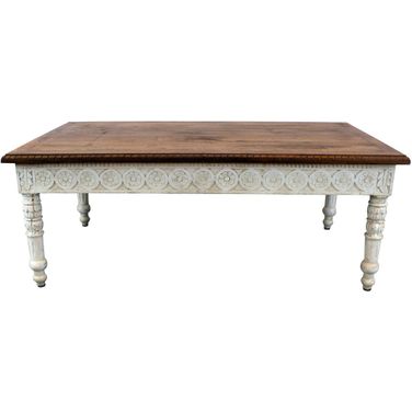 Bay Hand-Carved Cocktail Table In Natural and White
