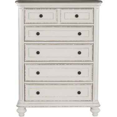 Baylesford Antique White And Brown Gray Chest