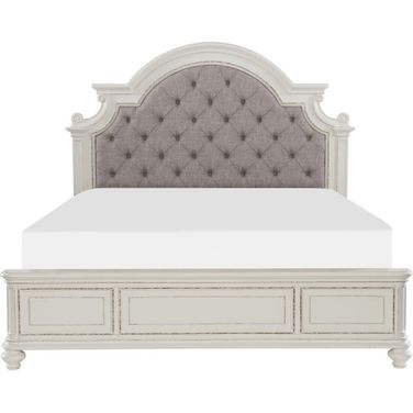 Baylesford Antique White King Upholstered Panel Bed