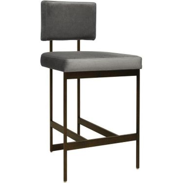 Baylor Grey Velvet And Bronze Modern Counter Height Stool