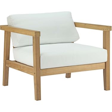 Bayport Outdoor Patio Teak Armchair In Natural White