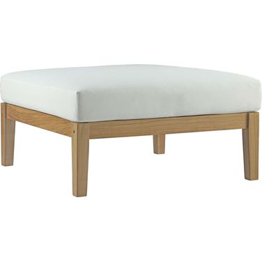 Bayport Outdoor Patio Teak Ottoman In Natural White