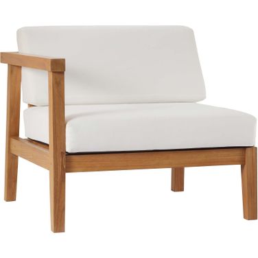 Bayport Outdoor Patio Teak Wood Left-Arm Chair In Natural White