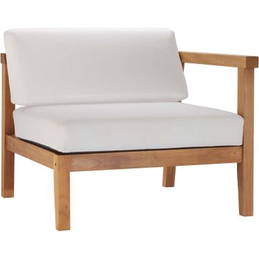 Bayport Outdoor Patio Teak Wood Right-Arm Chair In Natural White