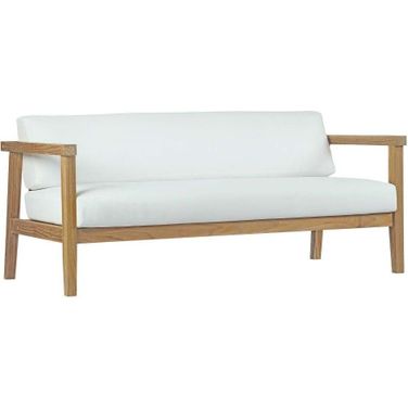 Bayport Outdoor Patio Teak Sofa In Natural White