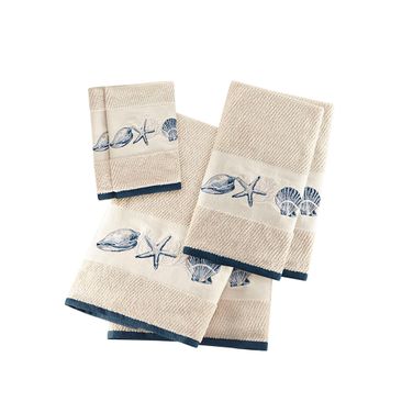 Bayside Embroidered Cotton Jacquard 6 Piece Towel Set In Blue