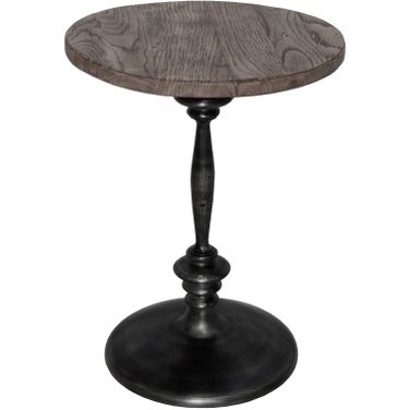 Bayside Jensen 16 Inch Round Oak Side Table In Dark Brown