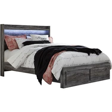 Baystorm Queen Panel Bed with 2 Storage Drawers In Gray