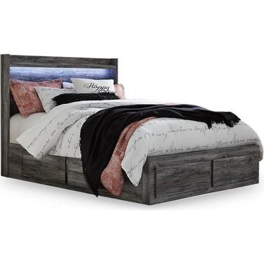 Baystorm Queen Panel Bed with 4 Storage Drawers In Gray