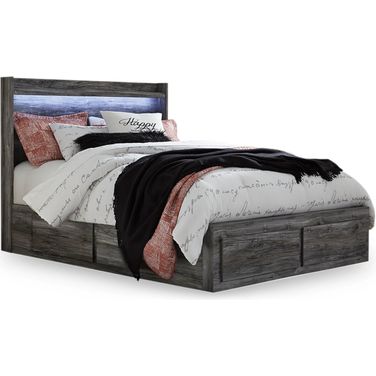 Baystorm Queen Panel Bed with 6 Storage Drawers In Gray