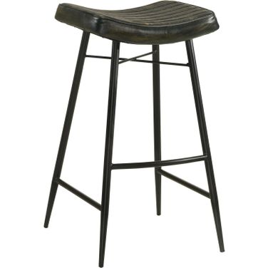Bayu Leather Upholstered Saddle Seat Backless Bar Stool Antique Espresso and Black Set of 2