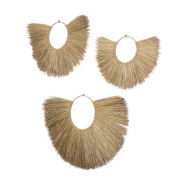 Bayu Boho Weave Fan Wall Decor Set of 3 In Seagrass