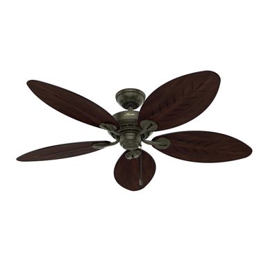 Bayview 54 Inch Damp Rated Ceiling Fan and Pull Chain In Provencal Gold and Antique Dark