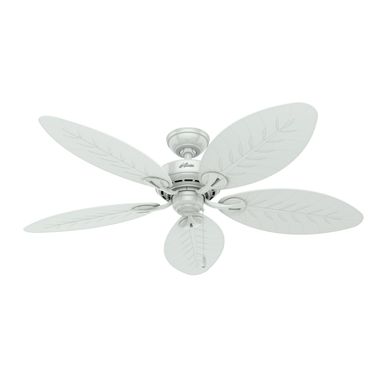 Bayview 54 Inch Damp Rated Ceiling Fan and Pull Chain In White