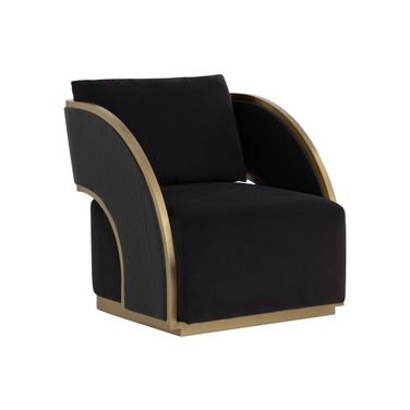 Baz Swivel Lounge Chair In Abbington Black and Napa Black