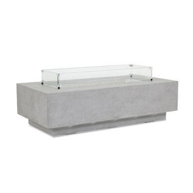 Bazaar Gravelstone Rectangular Fire Table With Glass Surround in Gray