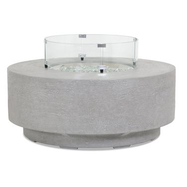 Bazaar Gravelstone Round Fire Table With Glass Surround in Gray