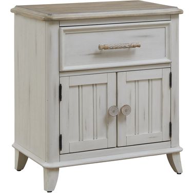 Beach Comber Nightstand with Sand Top In Weathered White