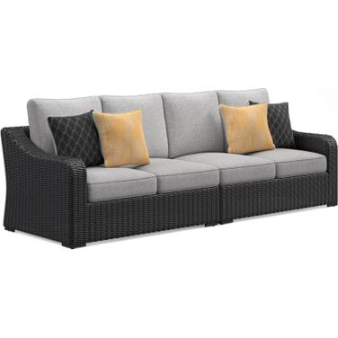 Beachcroft 2-Piece Outdoor Loveseat with Cushion In Black/Light Gray