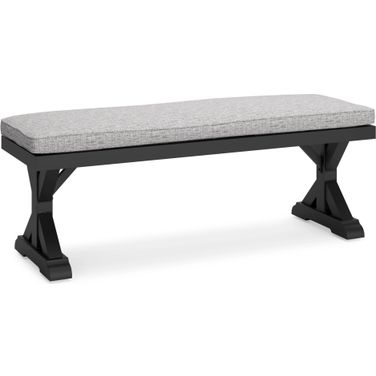 Beachcroft Outdoor Bench with Cushion In Black/Light Gray