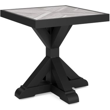 Beachcroft Outdoor End Table In Black/Light Gray