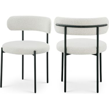 Beacon Boucle Fabric Dining Chair Set of 2 In Cream