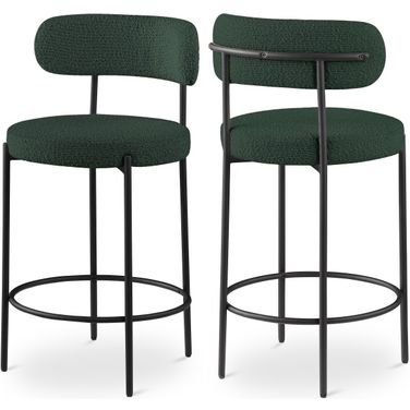 Beacon Boucle Fabric Stool Set of 2 In Green