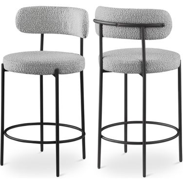Beacon Boucle Fabric Stool Set of 2 In Grey