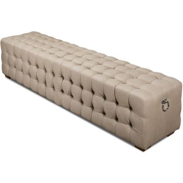 Beam Beige Tufted Linen Bench