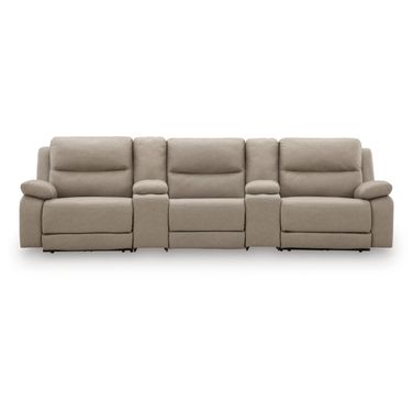 Bearmonte 5-Piece Reclining Sectional with Storage Consoles In Pebble