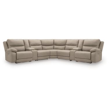 Bearmonte 7-Piece Reclining Sectional with Storage Consoles In Pebble