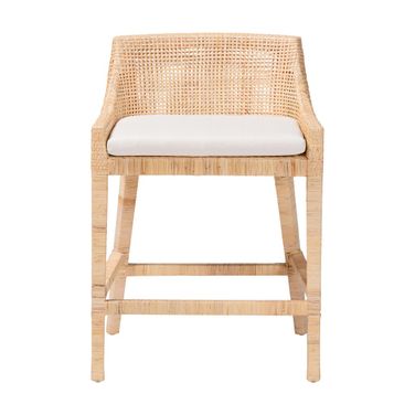 Beata Natural Rattan Counter Stool In Light Honey